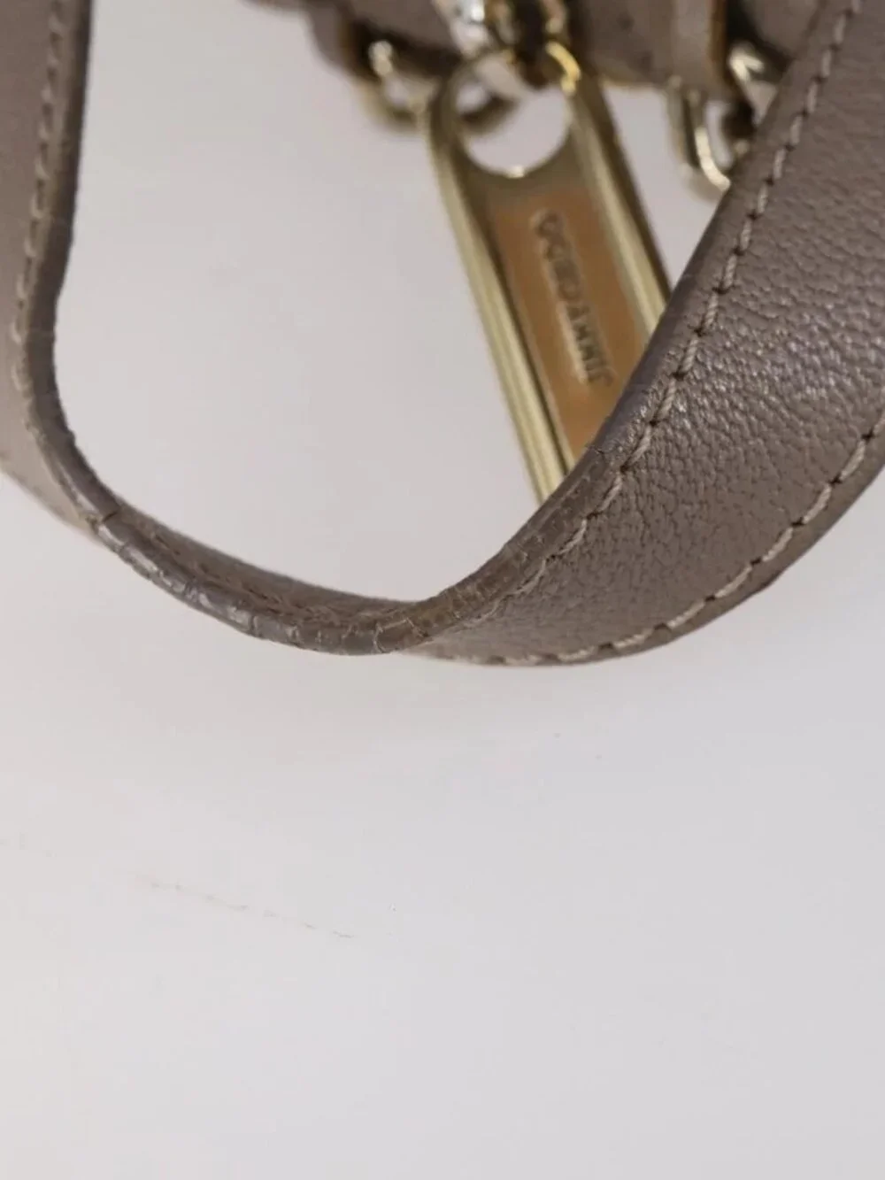 Jimmy Choo Studs Backpack Leather Beige Gold Auth BA7708 - Picture 8 of 16